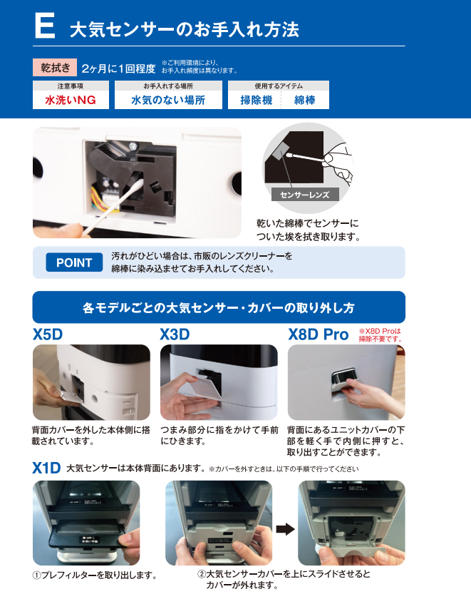 大気センサーのお手入れ方法