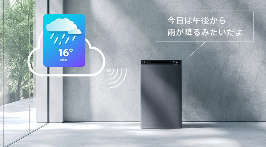 住んでいる地域の天気などの情報を音声でお知らせする
